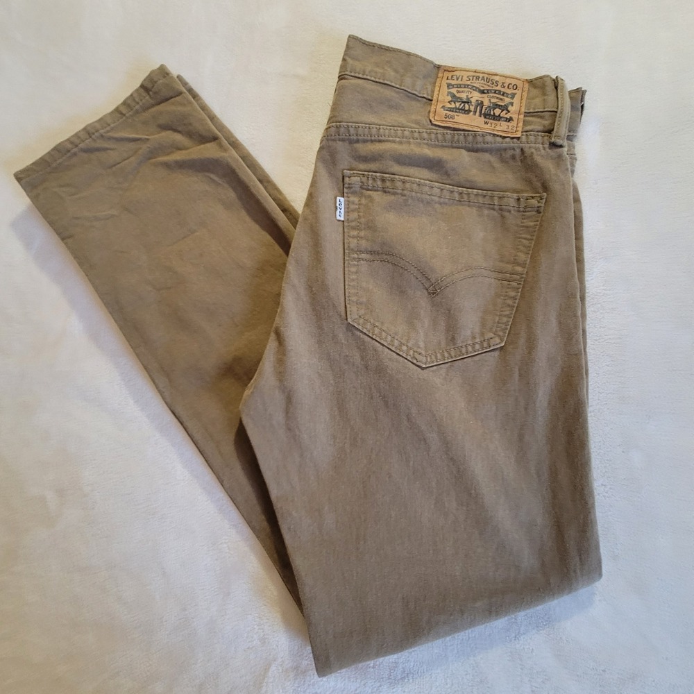 Levi's 508 Regular Taper Pants Mens 32x32 (34x31) Khaki Tan Cotton Blend Chino
